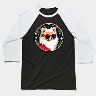 Pomeranian Christmas Drawing Baseball T-Shirt